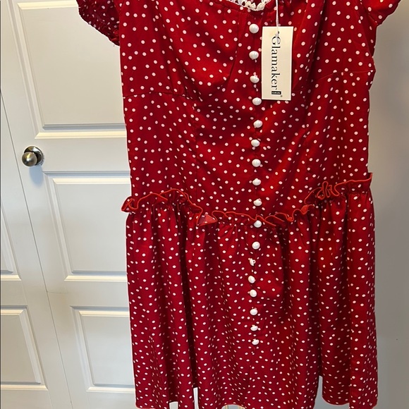 Red Ruffled Flutter Sleeve Mini Dress - Picture 2 of 3